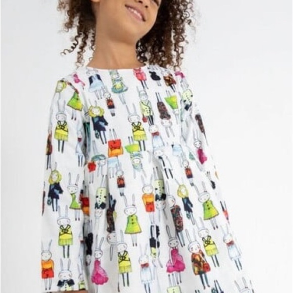 Lola + The Boys Fashionista Bunny Long-Sleeve Multicolor Bunny Print Girls Size